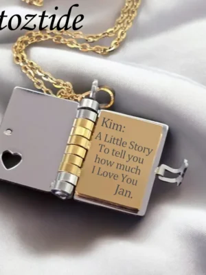 Atoztide Engrave Petite Book Locket Necklace