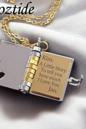 Atoztide Engrave Petite Book Locket Necklace