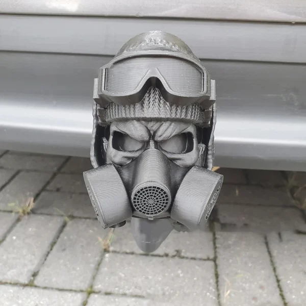 Trailer Hitch Cover With Steel Helmet And Gas Mask - Image 3