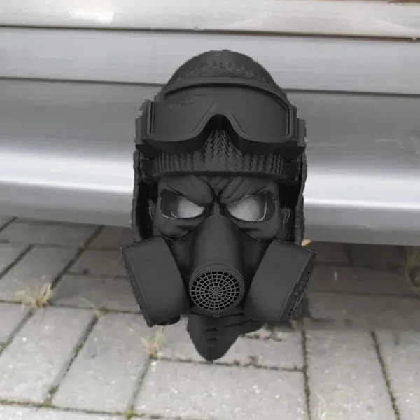Trailer Hitch Cover With Steel Helmet And Gas Mask - Image 4