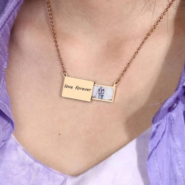 Custom Colorful Picture With Engrave Message Envelope Necklace - Image 4