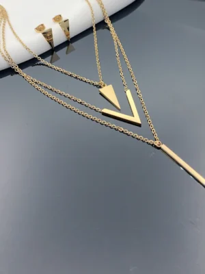 3 Piece Set New Women's Stainless Steel V-shaped Geometric