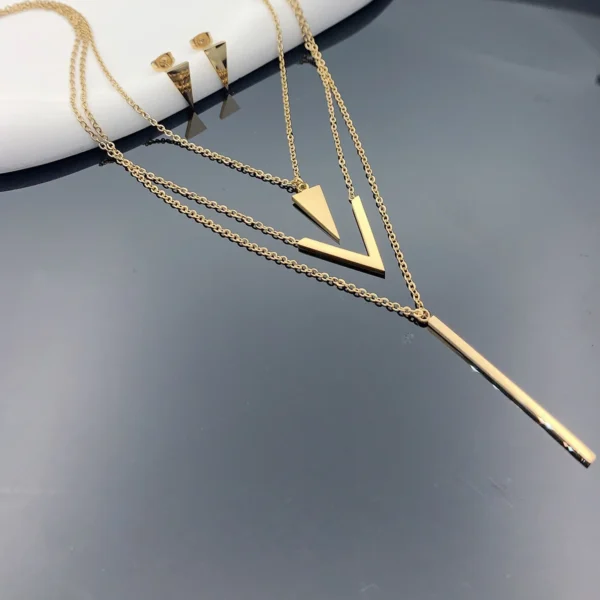 3 Piece Set New Women's Stainless Steel V-shaped Geometric
