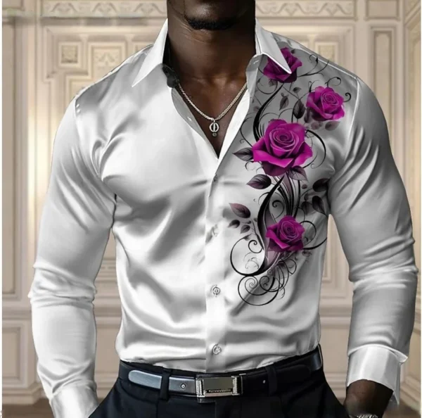 High-end men's rose shirt - Image 2