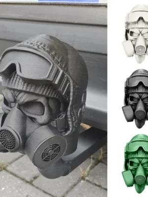 Trailer Hitch Cover With Steel Helmet And Gas Mask