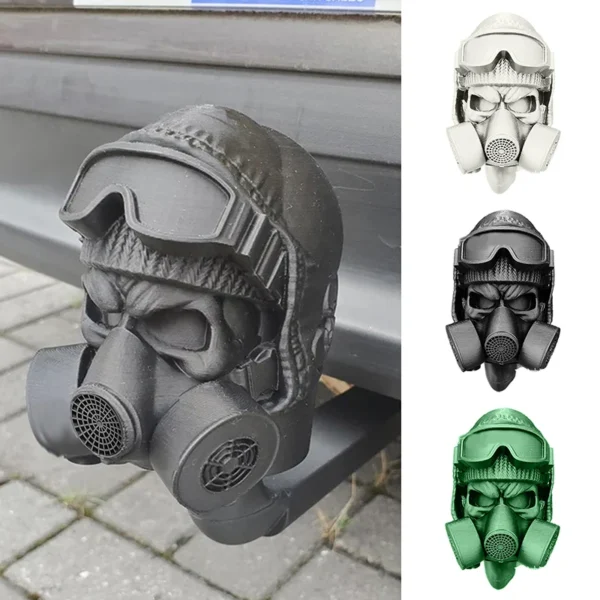 Trailer Hitch Cover With Steel Helmet And Gas Mask