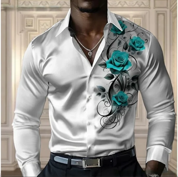 High-end men's rose shirt - Image 3