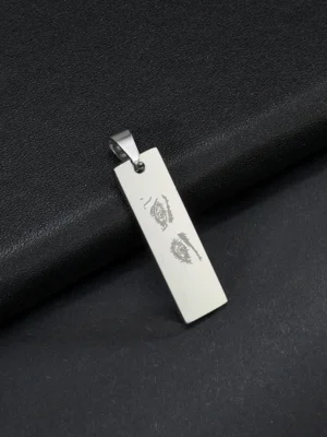 Personalized Custom Eye Line Rectangle Stainless Steel Engrave Necklace For Men
