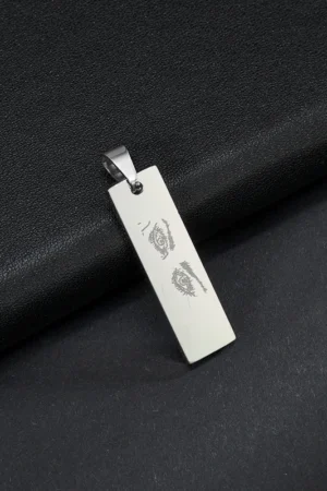 Personalized Custom Eye Line Rectangle Stainless Steel Engrave Necklace For Men