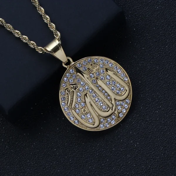 Gold Color Muslim Allah Quran Pendant Necklace Men Women - Image 4