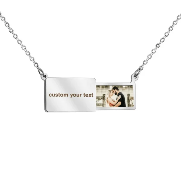 Custom Colorful Picture With Engrave Message Envelope Necklace - Image 3