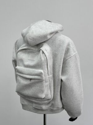 Back Schoolbag Design Men's Coat Flower Gray