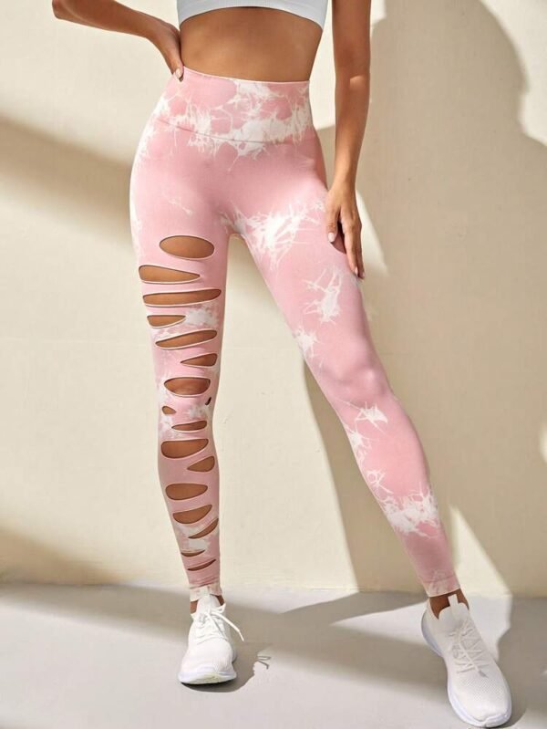 Hollow Tie-dye Yoga Pants High Waist Hip Lift Fitness Pants - Image 3