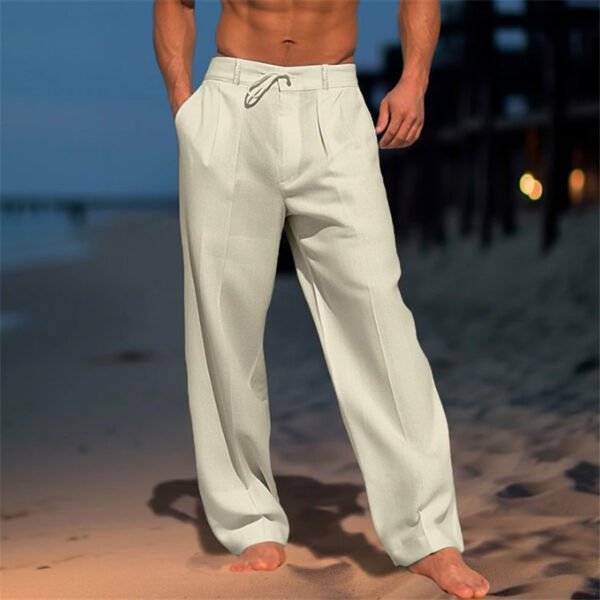Casual Wide-Leg Straight Pants With Pockets Fashion Drawstring Trousers For Men Clothing - Image 2