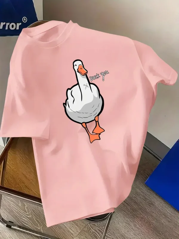 Funny Duck Print Cotton T-shirt - Image 3