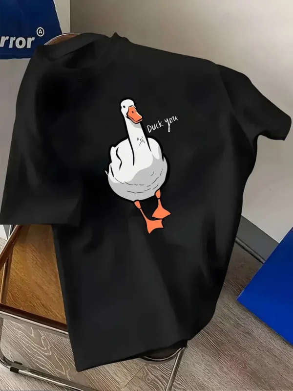 Funny Duck Print Cotton T-shirt - Image 2