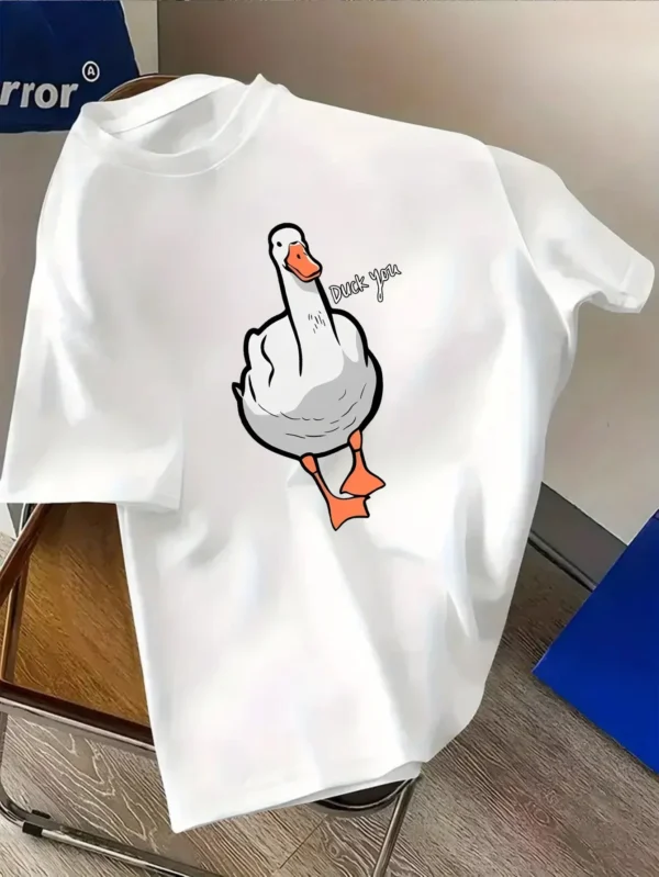 Funny Duck Print Cotton T-shirt