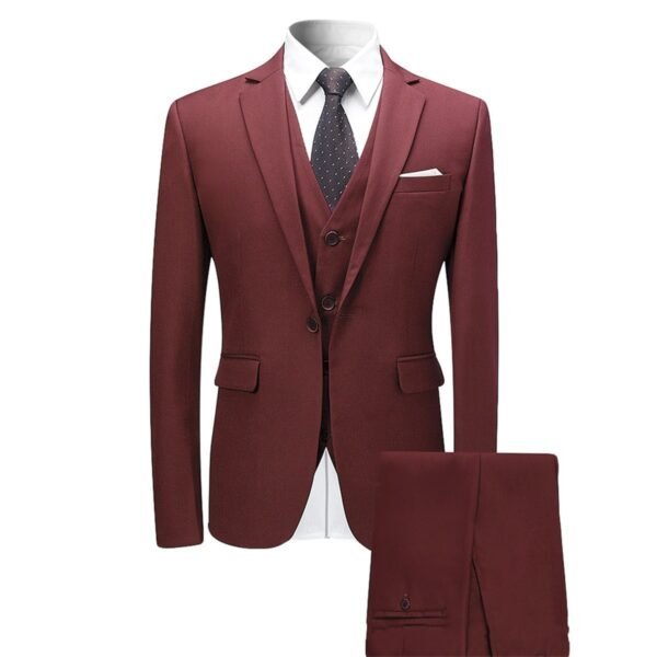 Men's Fashion Slim Suit Three-piece Suit - Image 4