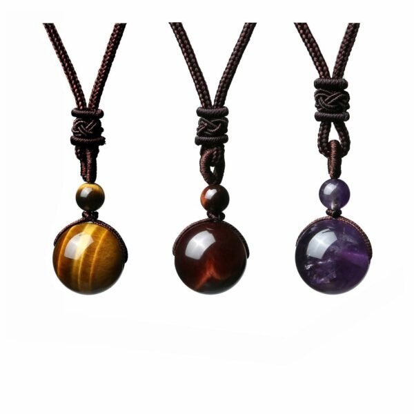 Fashion 16mm Natural Obsidian Pendant Amethyst Necklace For Men And Women - Image 8
