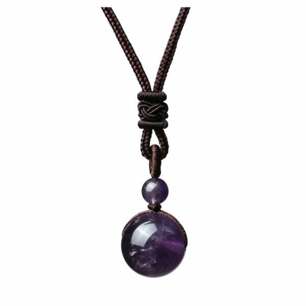 Fashion 16mm Natural Obsidian Pendant Amethyst Necklace For Men And Women - Image 6