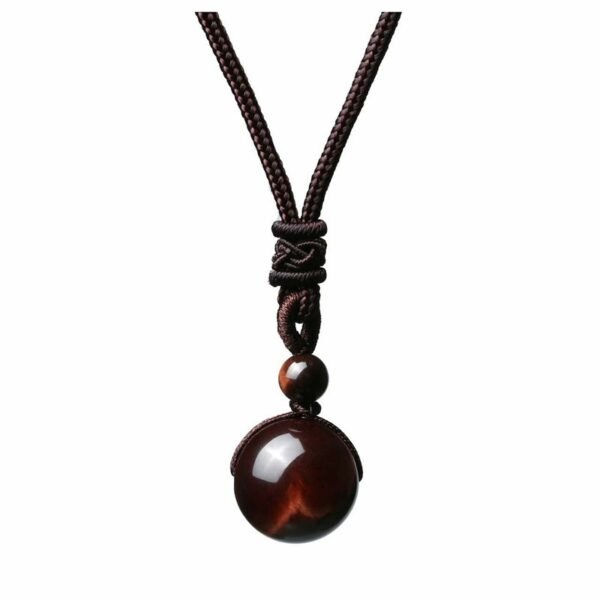 Fashion 16mm Natural Obsidian Pendant Amethyst Necklace For Men And Women - Image 3