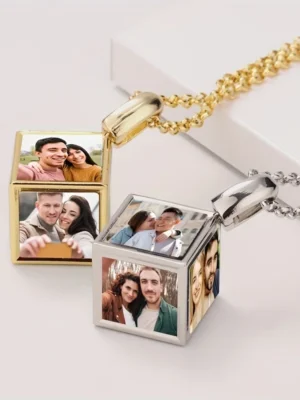 Custom 6 Pictures Fashion 6 faces Cube Necklace