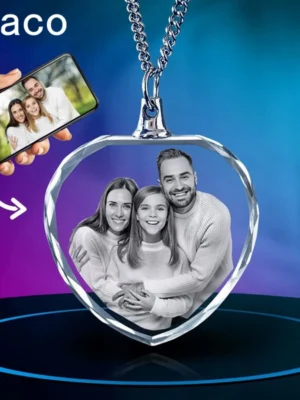 Customized Engrave Photo Heart Square Crystal Glass