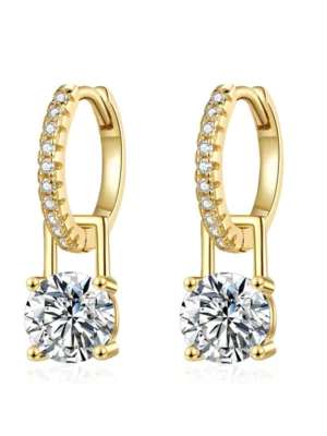 6.5mm Moissanite Dangle Hoop Earrings for Women