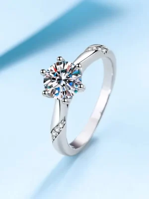 3ct Moissanite Ring 925 Sterling Silver with Gold Plated