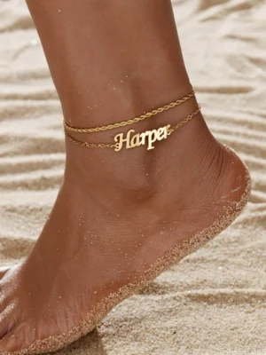 Custom Name Double Chain Style Anklet