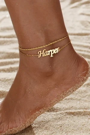 Custom Name Double Chain Style Anklet