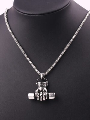 Gym dumbbell necklace