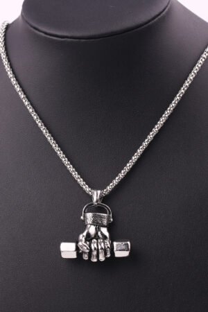 Gym dumbbell necklace