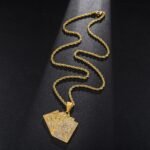 Explosive Hip-hop Full Zircon Gold Playing Card Pendant - Image 4