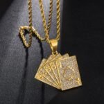 Explosive Hip-hop Full Zircon Gold Playing Card Pendant - Image 3
