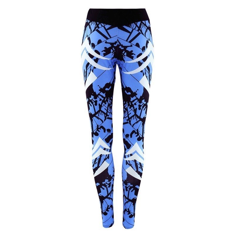 Dark Blue Printed Tight Gym Leggings - Image 6