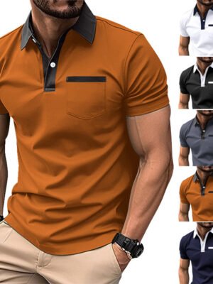 Lapel Fashion Slim Pocket Short-sleeved T-shirt Polo Shirt Men Clothing