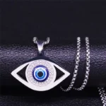 Islam Hamsa Evil Blue Eye Necklace Stainless Steel - Image 4