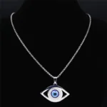 Islam Hamsa Evil Blue Eye Necklace Stainless Steel - Image 2