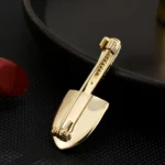 Women Girls Elegant Gold Color Crystal Shovel Brooches - Image 3