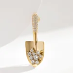 Women Girls Elegant Gold Color Crystal Shovel Brooches - Image 2