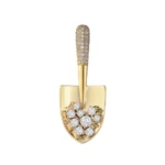 Women Girls Elegant Gold Color Crystal Shovel Brooches - Image 5