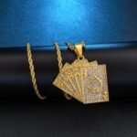 Explosive Hip-hop Full Zircon Gold Playing Card Pendant - Image 5