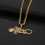 Personalized Hollow Name Heart Necklace - Image 5