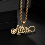 Personalized Hollow Name Heart Necklace - Image 4