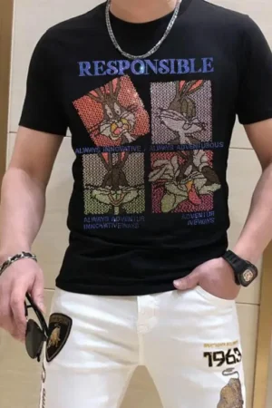 Casual Fashion Rhinestones T-shirt