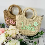 Personalized Summer Round Straw Bag - Image 2