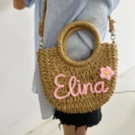 Personalized Summer Round Straw Bag - Image 4