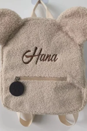 Cute Bear Plush Backpack Embroidered Name