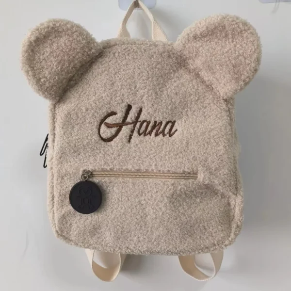 Cute Bear Plush Backpack Embroidered Name